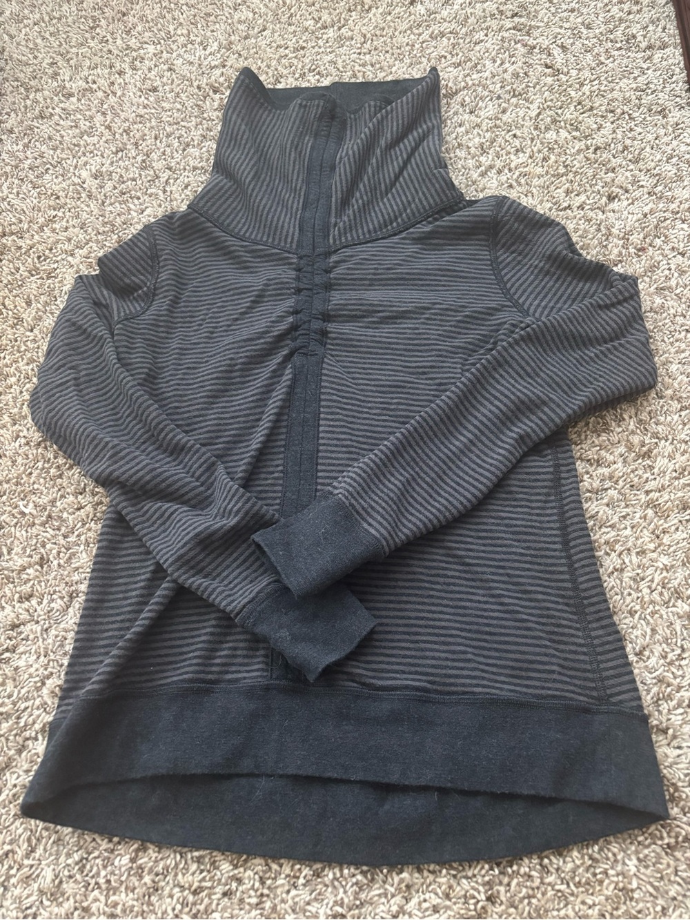 lululemon athletica Charcoal Stripe Reversible Cowl Neck Pullover - Picture 11 of 13
